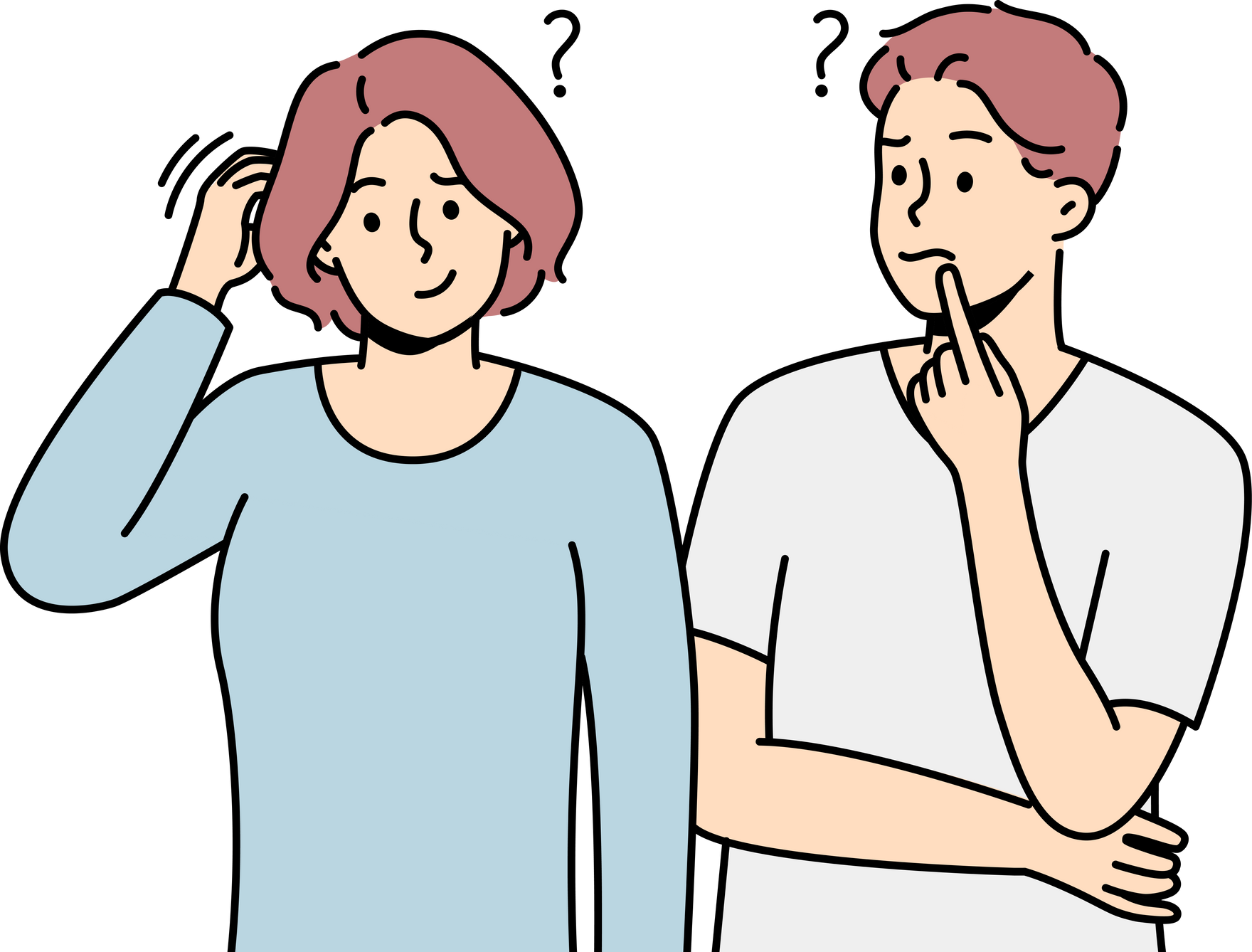Man and Woman Feel Confused Look for Solution